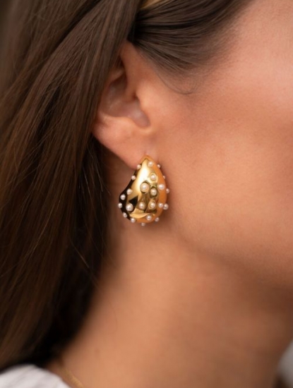 Boucles d'oreilles pendantes avec perles