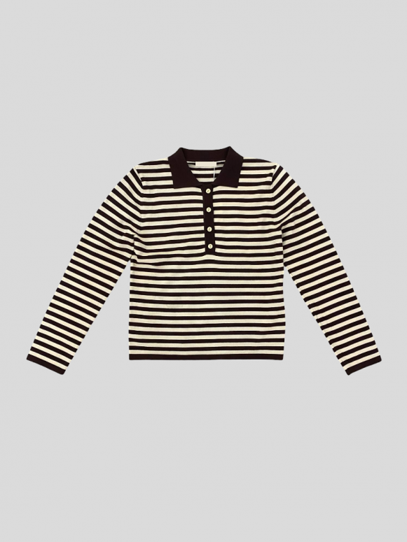 Polo rayé brun