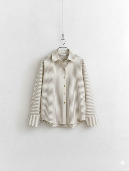 Chemise rayée beige