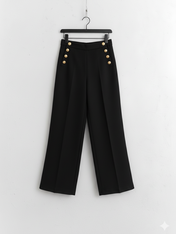Pantalon noir boutons dorés