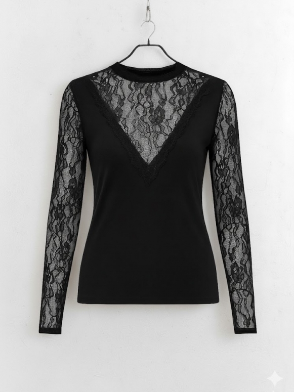 T-shirt dentelle manches longues T-shirt dentelle manches longues