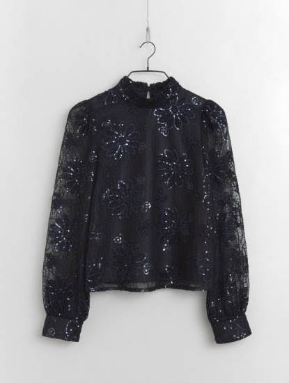 Blouse fleurs paillettes