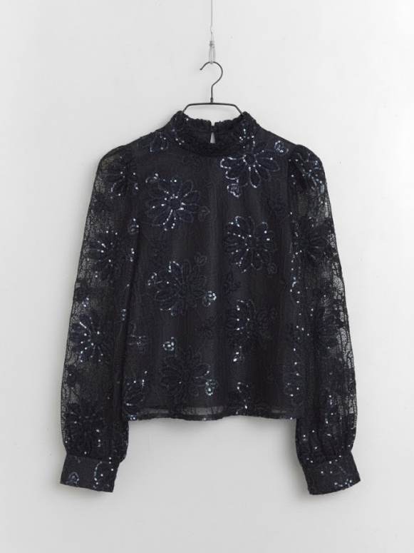 Blouse fleurs paillettes