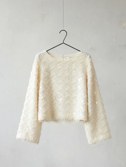 Blouse ecru paillettes