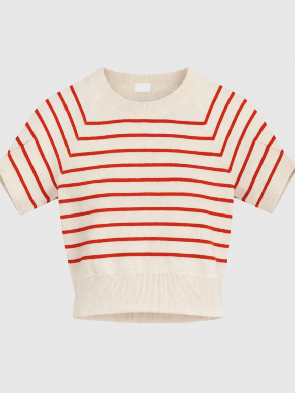 Pull rayé rouge