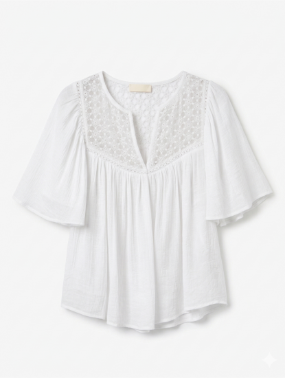 Blouse dentelle manches courtes