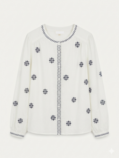 Blouse broderie bleu