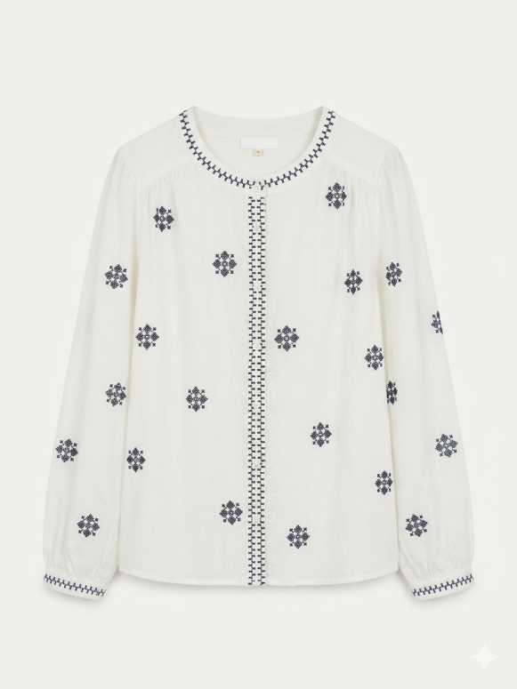 Blouse broderie bleu