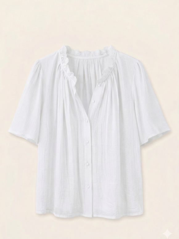 Blouse dentelle col