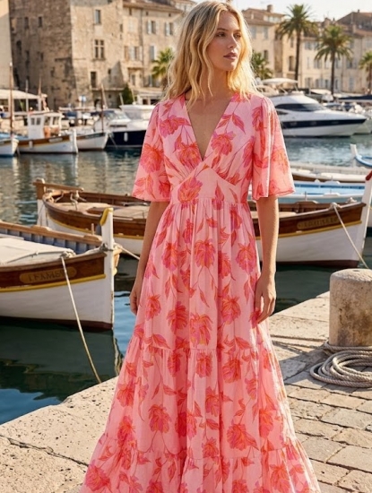 Robe longue fleurie