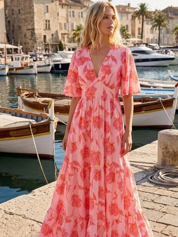 Robe longue fleurie
