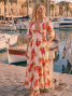 Robe longue fleurie orange