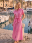 Robe longue rayée rose